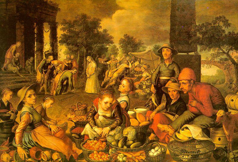 Pieter Aertsen Market Scene with Christ and the Adulteress